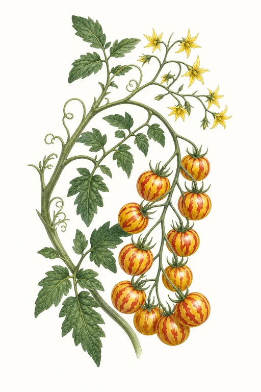 Botanical illustration of Zebra Cherry