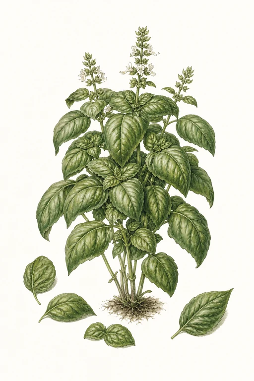 Botanical illustration of Genovese Basil