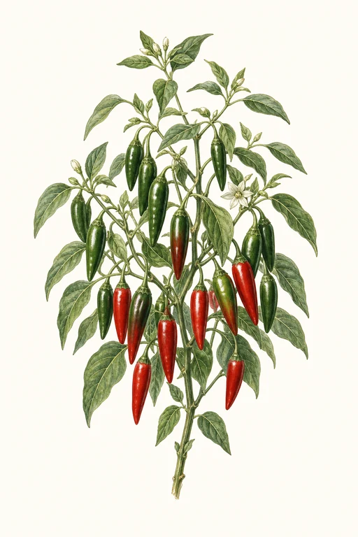 Botanical illustration of Serrano Tampiqueño