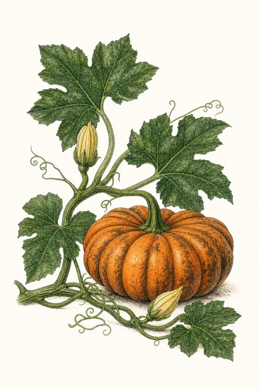 Botanical illustration of Seminole Pumpkin
