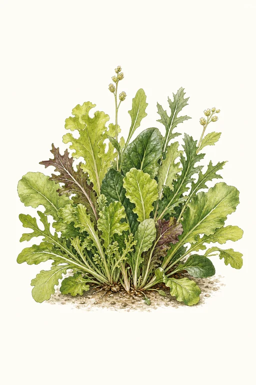 Botanical illustration of Salad Greens