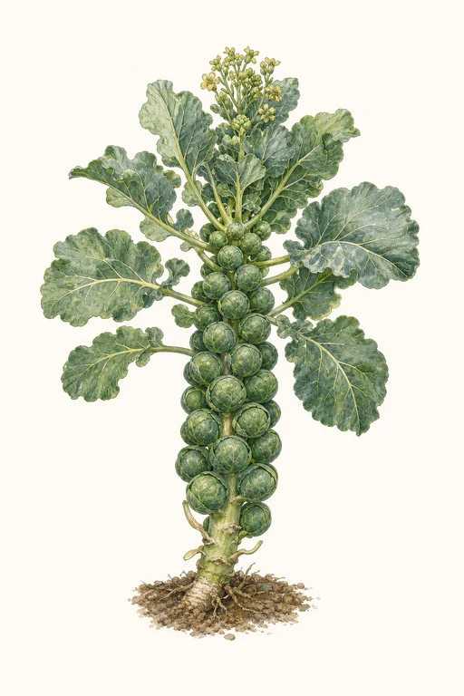 Botanical illustration of Diablo Brussels Sprout