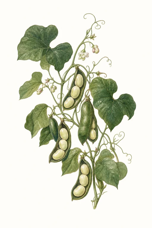 Botanical illustration of Christmas Lima Bean