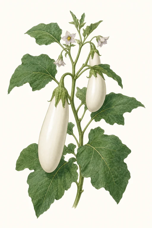 Botanical illustration of White Eggplant