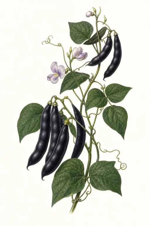 Botanical illustration of Peking Black Crowder