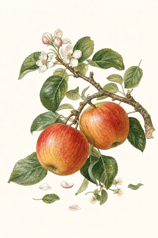 Botanical illustration of Braeburn