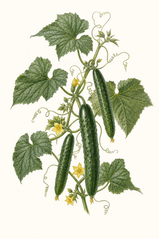 Botanical illustration of Cucumber
