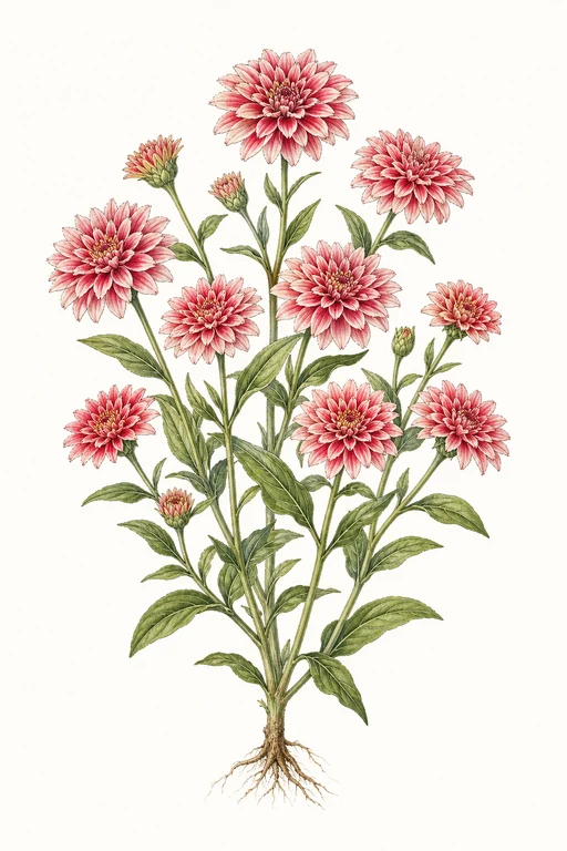 Botanical illustration of Zahara Starlight Rose