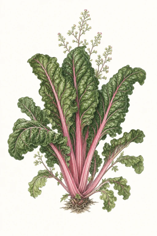 Botanical illustration of Chard 'Pink'