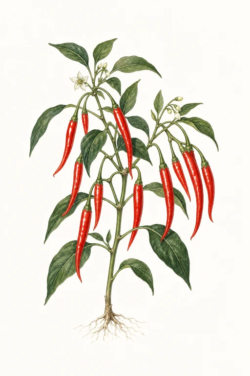 Botanical illustration of Red Flame