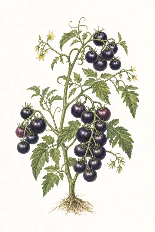 Botanical illustration of Indigo Blue Berries