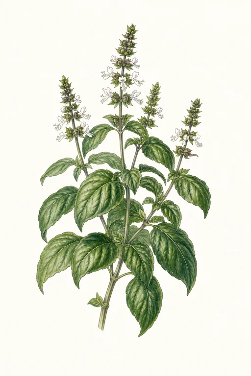 Botanical illustration of Queen Of Sheba Basil