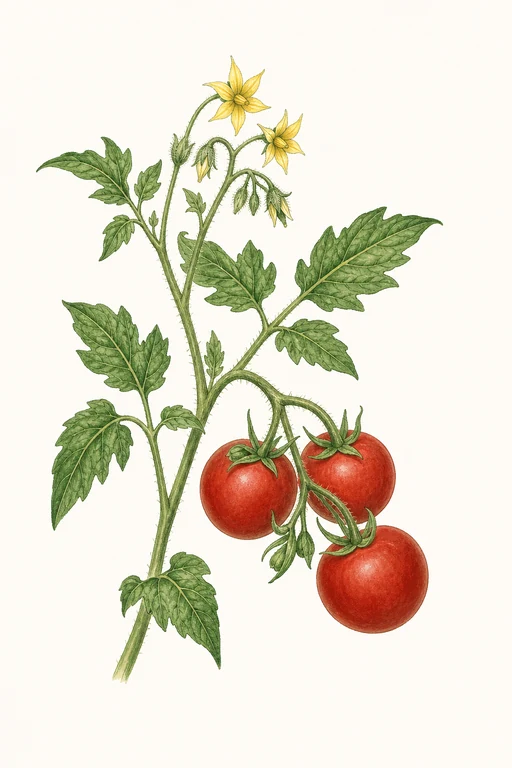 Botanical illustration of Purple Husk Cherry