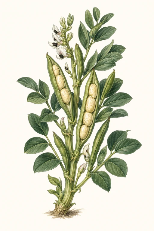 Botanical illustration of Vicia faba 'Fava Bean 'Prestige'