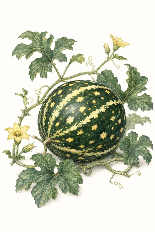Botanical illustration of Moon And Stars (Yellow Flesh)
