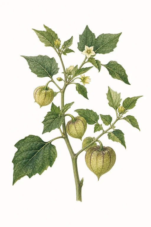 Botanical illustration of Purple Ground Cherry