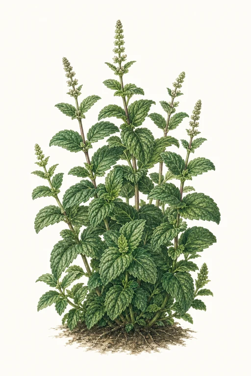 Botanical illustration of Black Mitcham