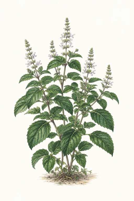 Botanical illustration of Electric Tulsi