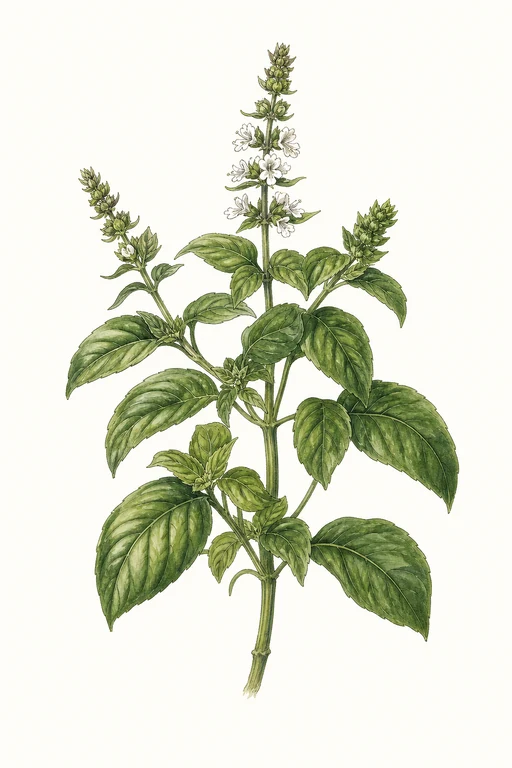 Botanical illustration of Purple Ruffles Basil