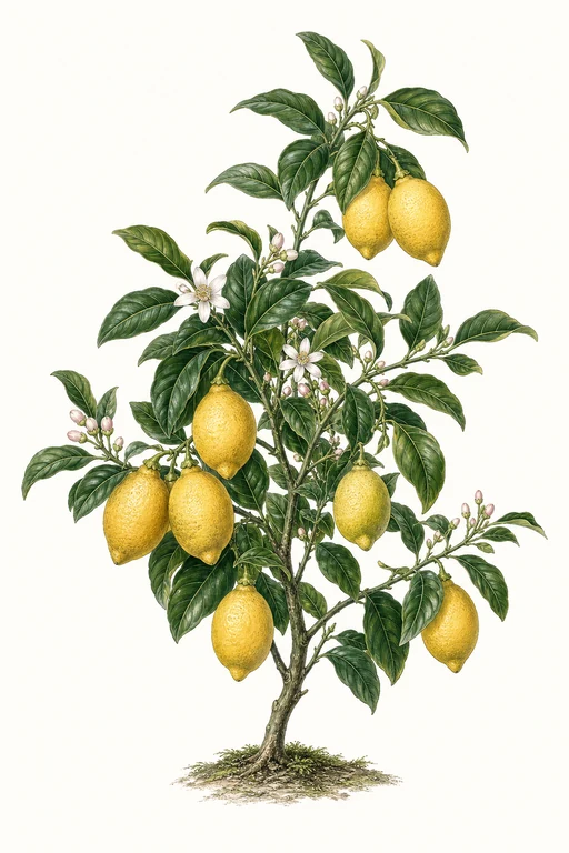 Botanical illustration of Lisbon Lemon