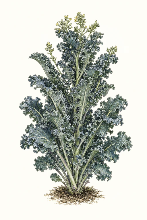 Botanical illustration of Vates Blue Curled