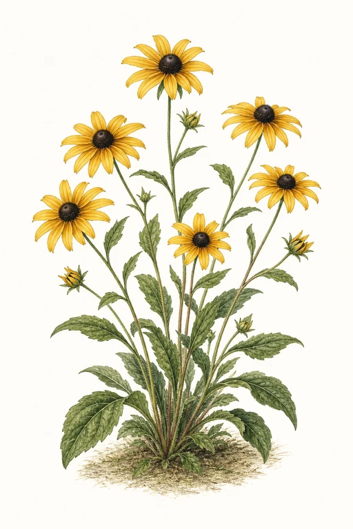 Botanical illustration of Black-Eyed Susan