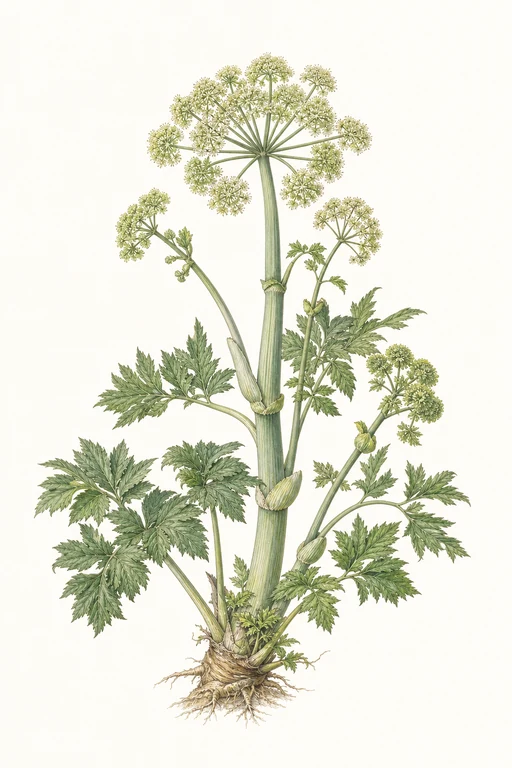 Botanical illustration of Angelica Archangelica