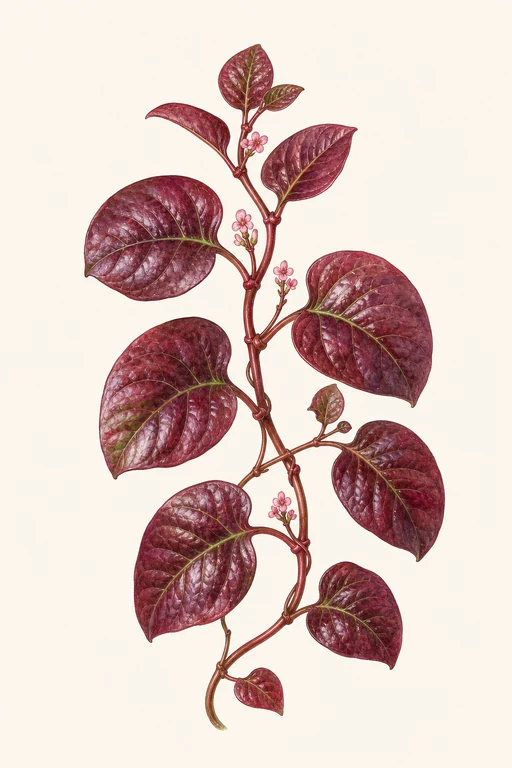 Botanical illustration of Red Malabar Spinach