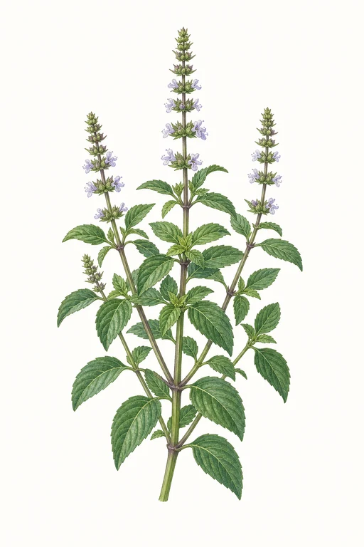 Botanical illustration of Thai Sweet Basil