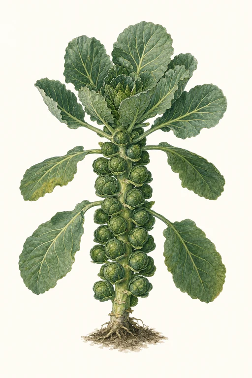 Botanical illustration of Long Island Improved Brussels Sprout