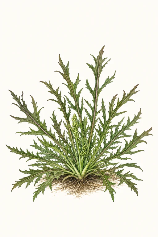 Botanical illustration of Peppery Mustard Greens