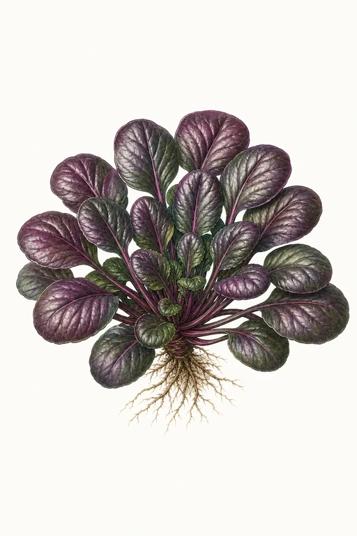 Botanical illustration of Purple Tatsoi
