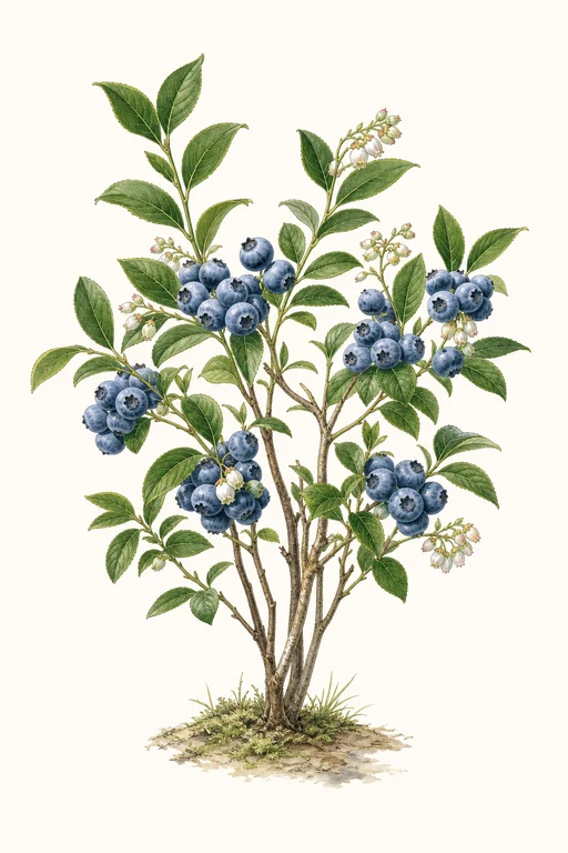 Botanical illustration of Blueberry