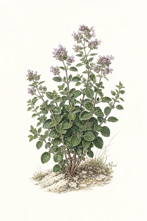 Botanical illustration of Cretan Oregano