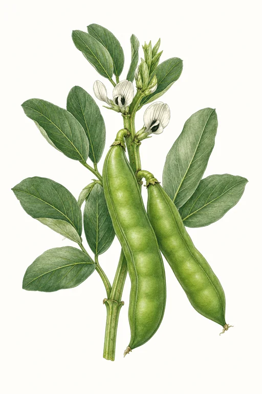 Botanical illustration of Vicia faba 'Giant Green'