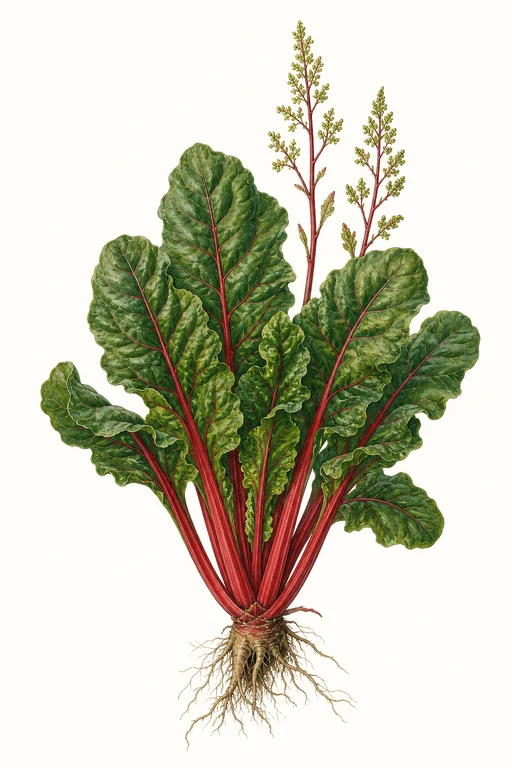 Botanical illustration of Red Swiss Chard