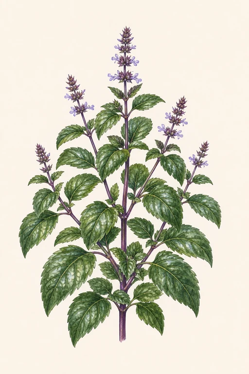 Botanical illustration of African Blue Basil