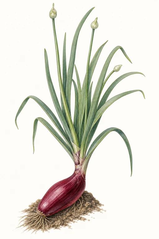 Botanical illustration of Red Long Of Tropea