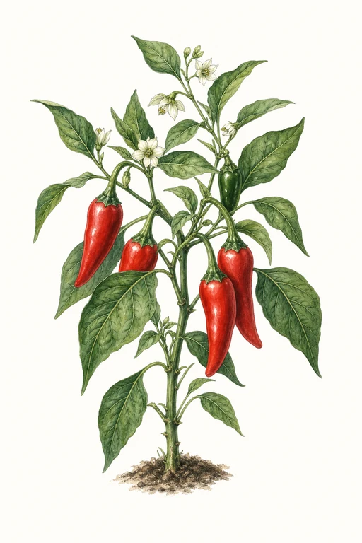 Botanical illustration of Fresno Chile
