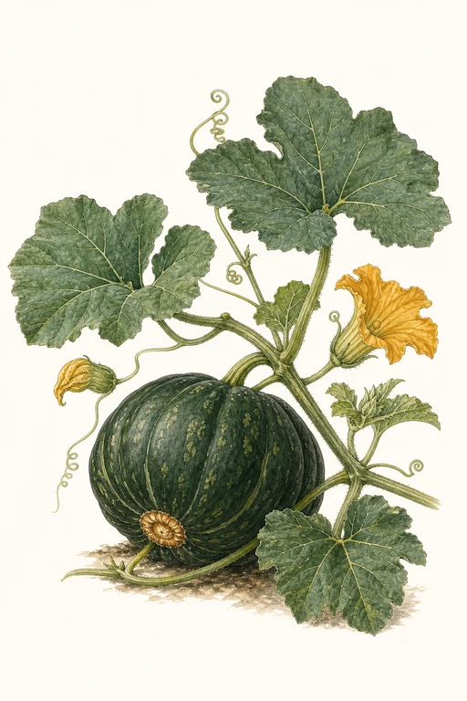 Botanical illustration of Kabocha