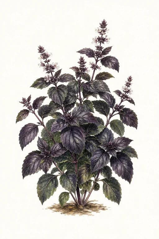 Botanical illustration of Dark Opal Basil