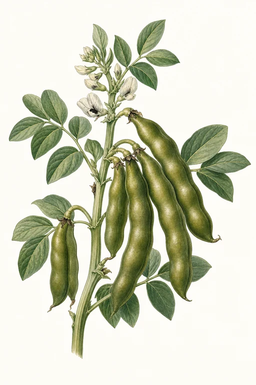 Botanical illustration of Vicia faba 'Fava Bean 'Superb'