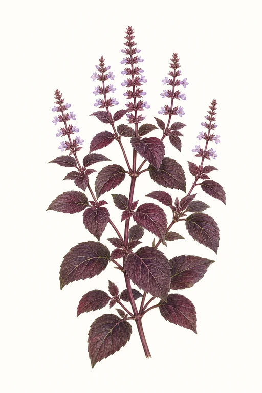 Botanical illustration of Red Holy Basil