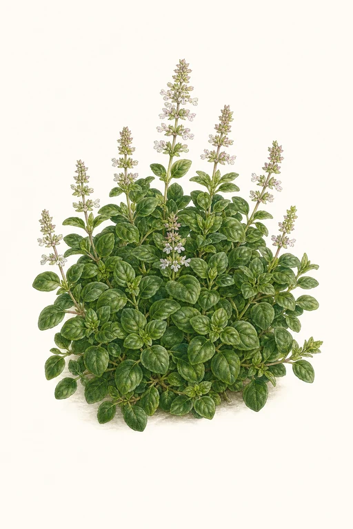 Botanical illustration of Dwarf Greek Basil