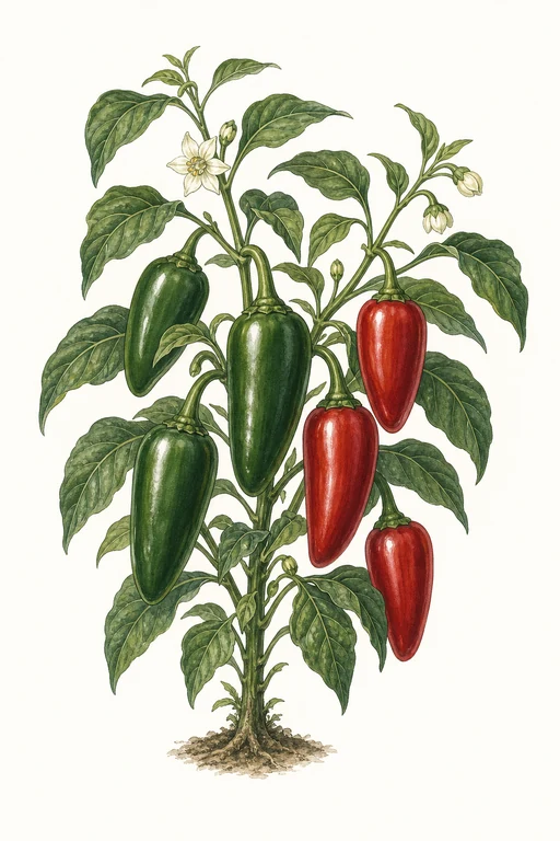 Botanical illustration of Goliath Jalapeño