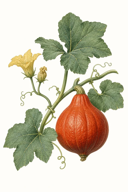 Botanical illustration of Red Kuri