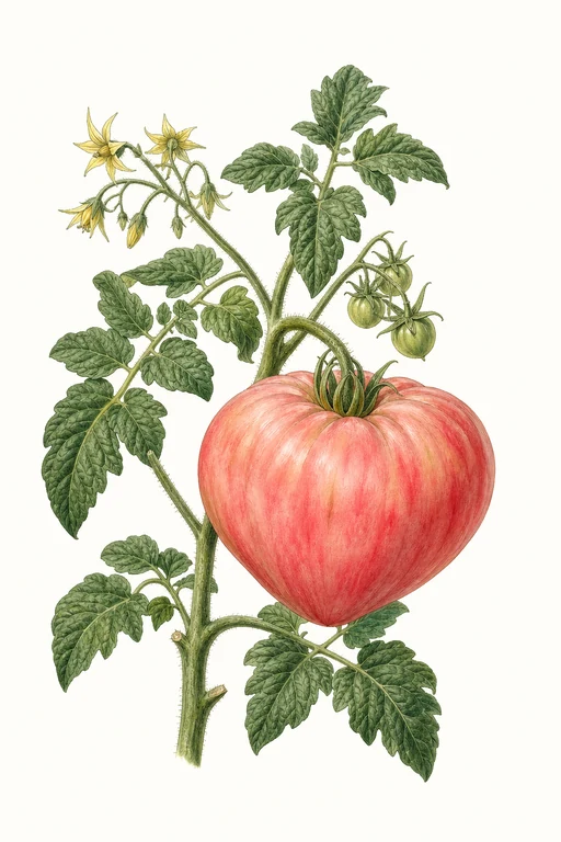 Botanical illustration of Pink Brandywine