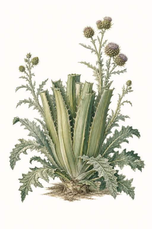 Botanical illustration of Cynara cardunculus var. altilis