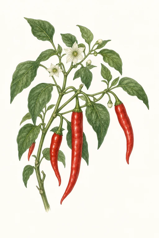 Botanical illustration of Purple Cayenne