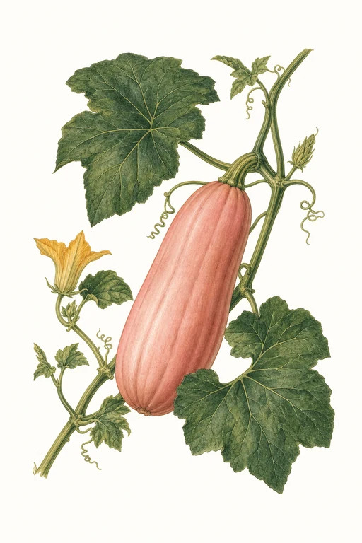 Botanical illustration of Pink Banana